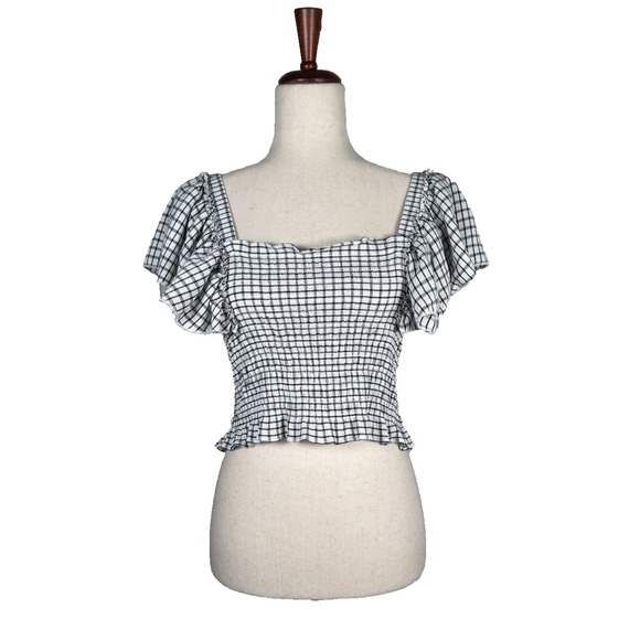Maeve Tops - Maeve Anthropologie Shirt Womens Small Checkered Ruffle Smocked Cottagecore